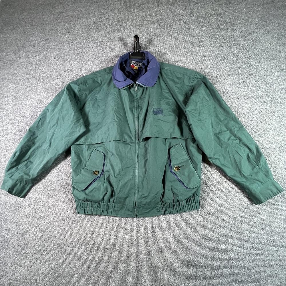 Hartwell ViaSport Windbreaker Jacket Mens L Green Full Zip Hiking Camping Vtg